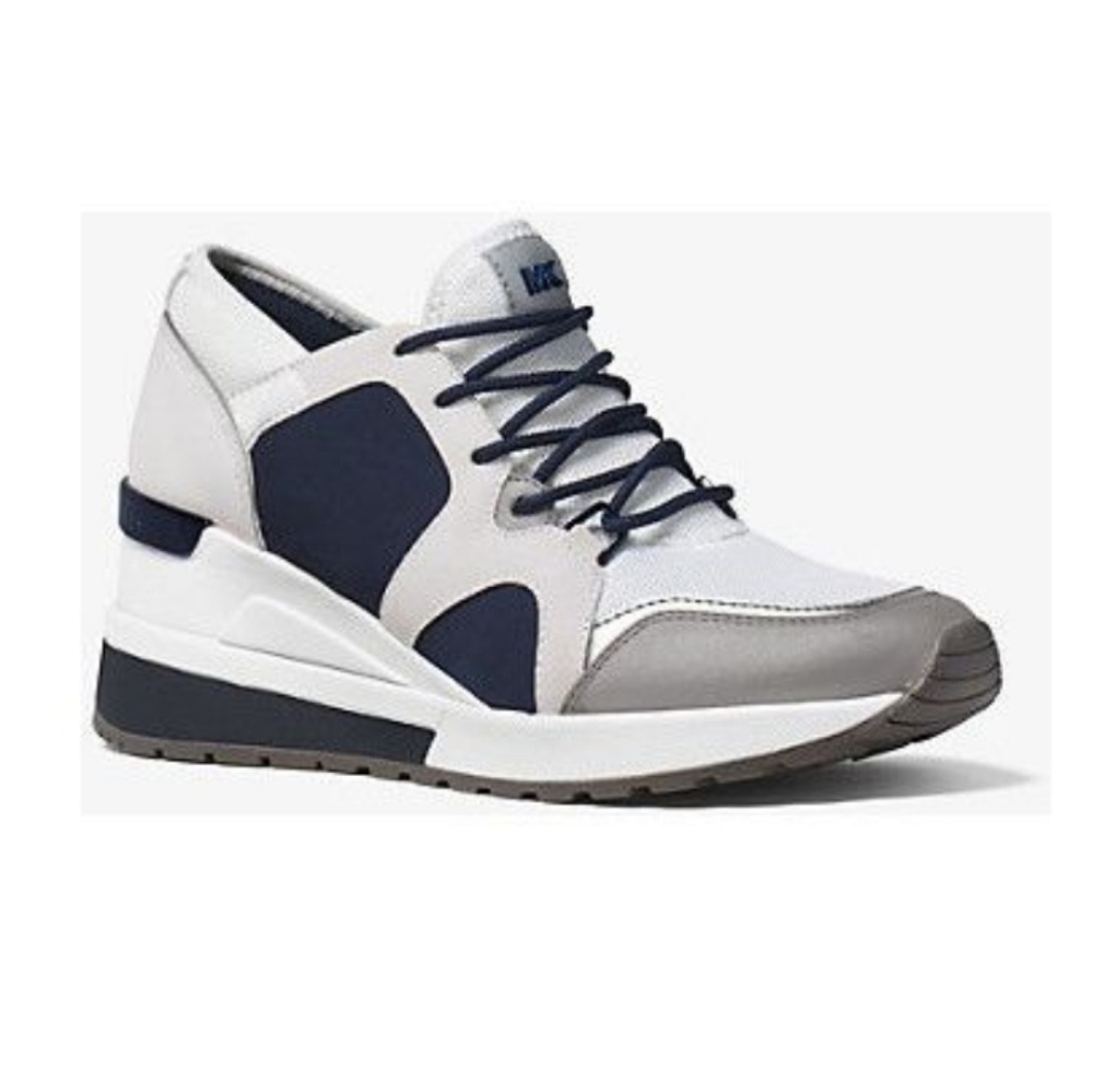 Michael Kors Scout Satin Suede Sneaker Navy White